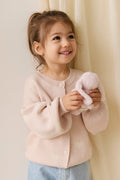 Cardigan en maille de coton jacquard Morganite avec manches ballon pour filles
