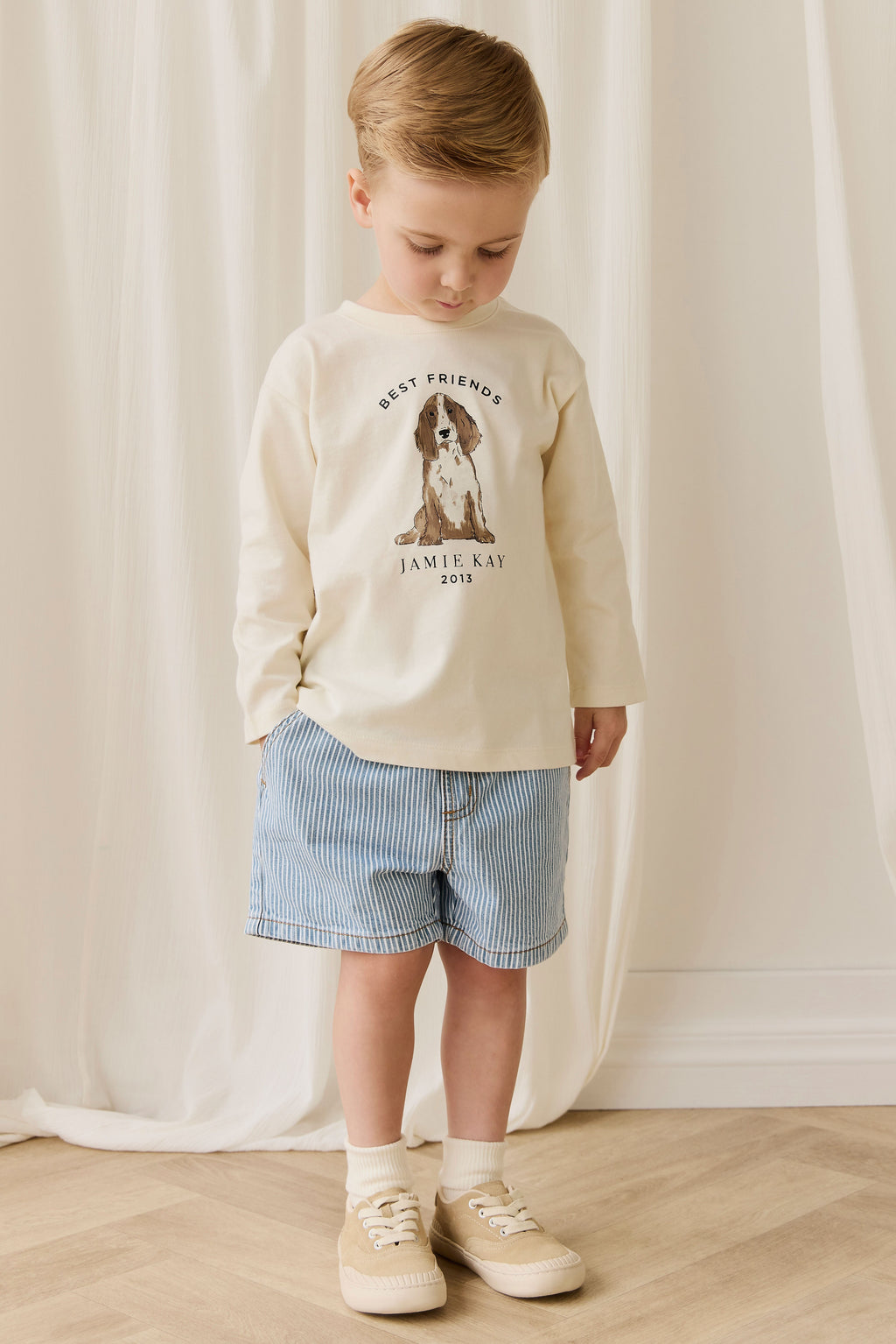 Short en jean décontracté à rayures, taille élastique et extensible pour les aventures ensoleillées