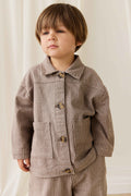 Veste enfant en coton rayé marron vintage Cassava avec boutons et poches plaquées