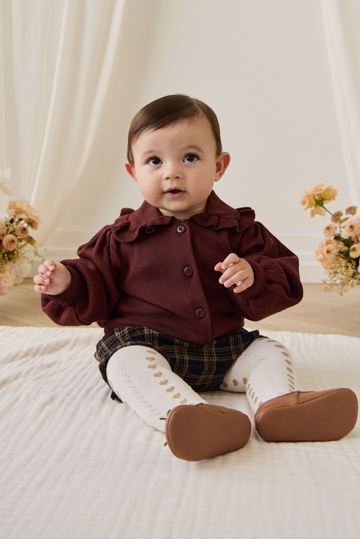 Collant Cœur en coton jacquard avec fil certifié Oeko-Tex pour fille