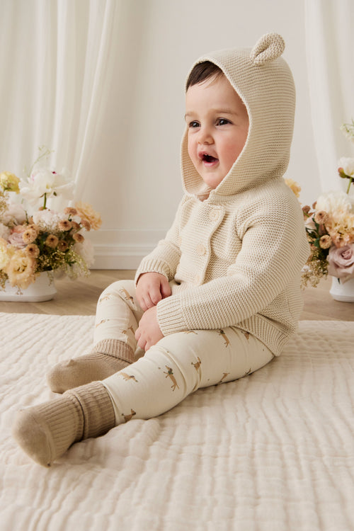 Legging décontracté en coton bio imprimé crème avec taille élastique pour tous les jours