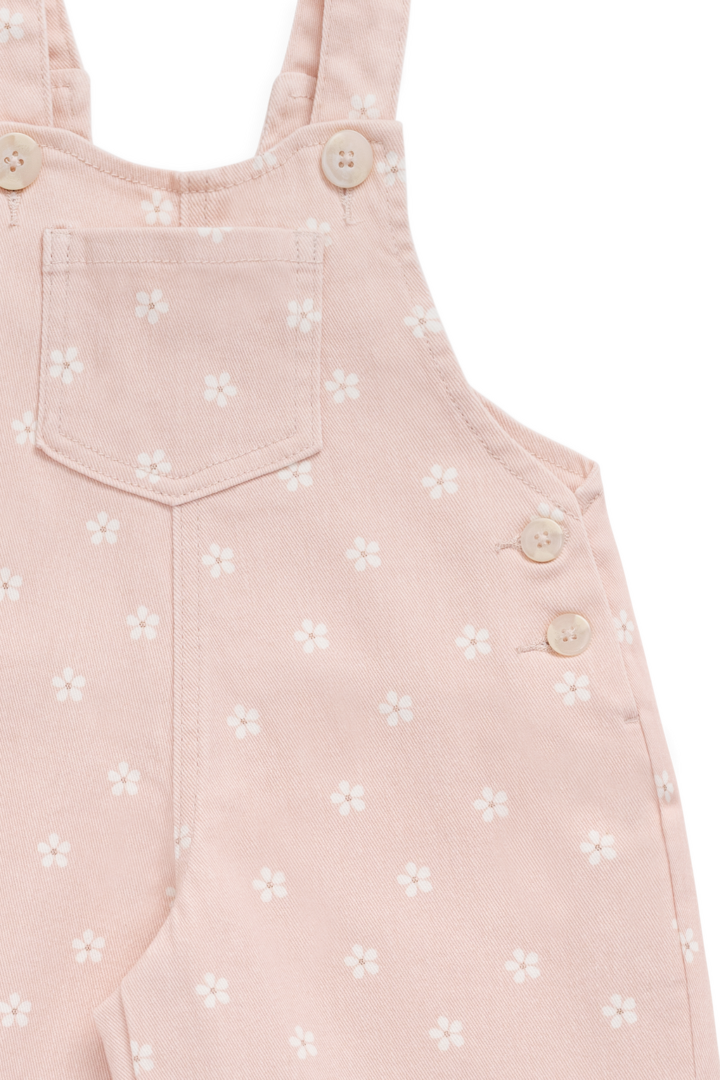 Salopette large en coton à imprimé fleuri classique avec bavette et bretelles boutonnées pour enfants