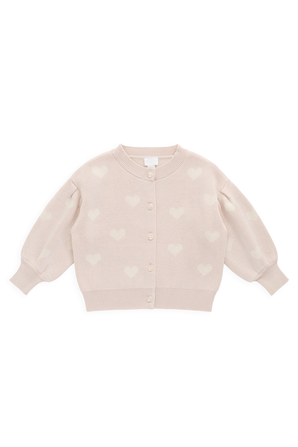 Cardigan en maille de coton jacquard Morganite avec manches ballon pour filles