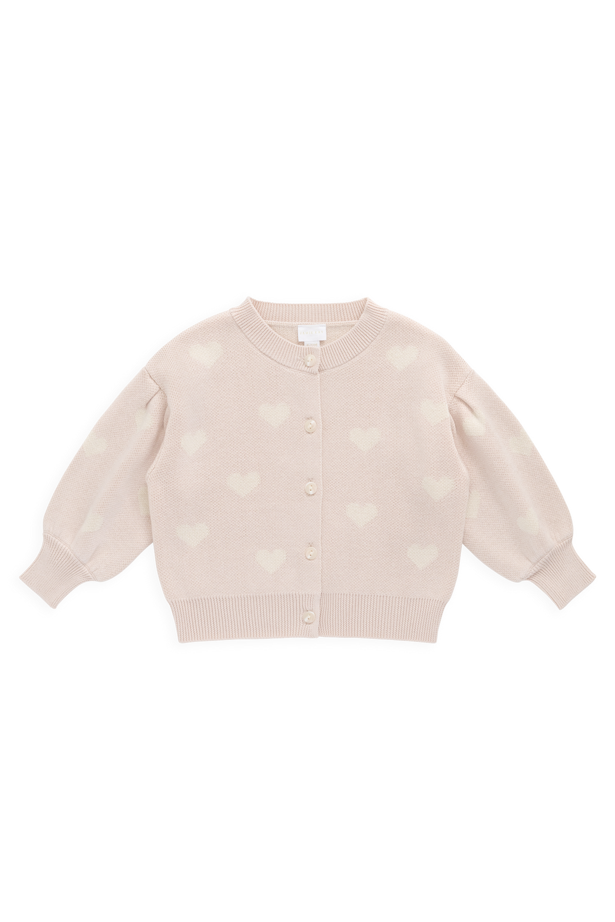 Cardigan en maille de coton jacquard Morganite avec manches ballon pour filles