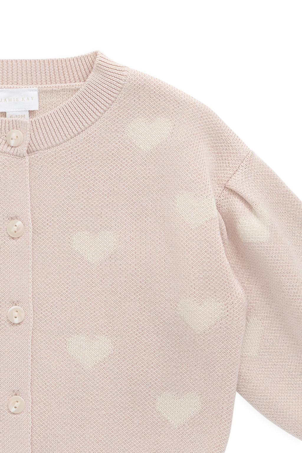 Cardigan en maille de coton jacquard Morganite avec manches ballon pour filles