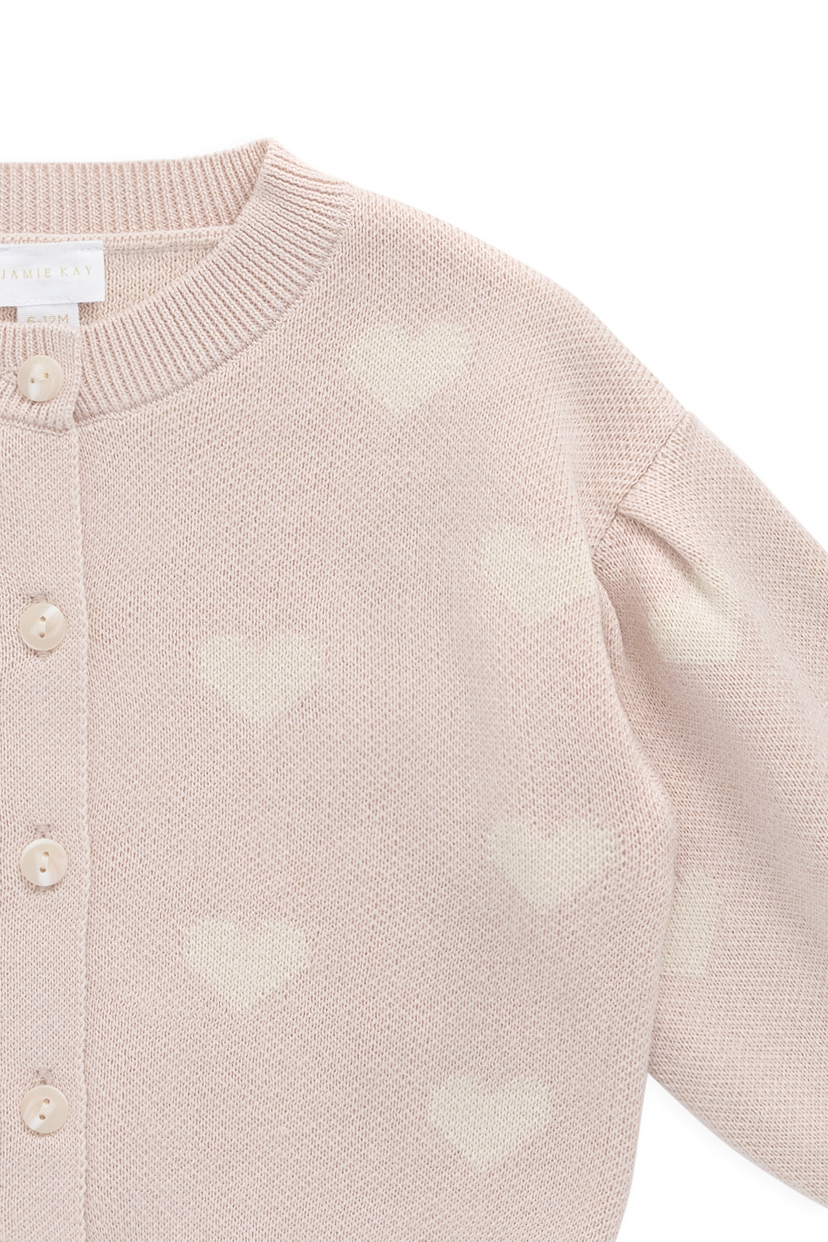 Cardigan en maille de coton jacquard Morganite avec manches ballon pour filles