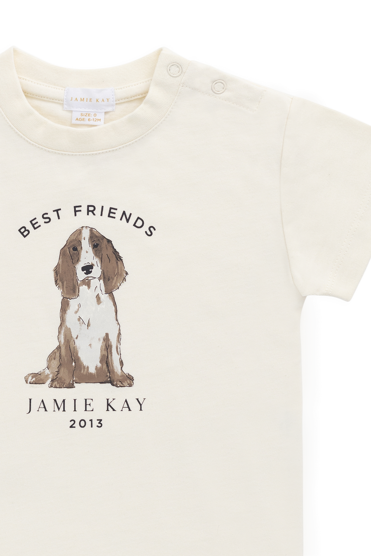 T-shirt décontracté en coton biologique imprimé chien parchemin, col rond, pour le quotidien