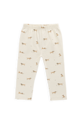 Legging décontracté en coton bio imprimé crème avec taille élastique pour tous les jours