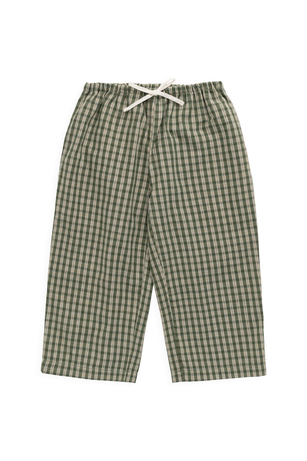 Pantalon large pour enfants en coton biologique avec ceinture à nouer ajustable et motif à carreaux "ravine terreuse"