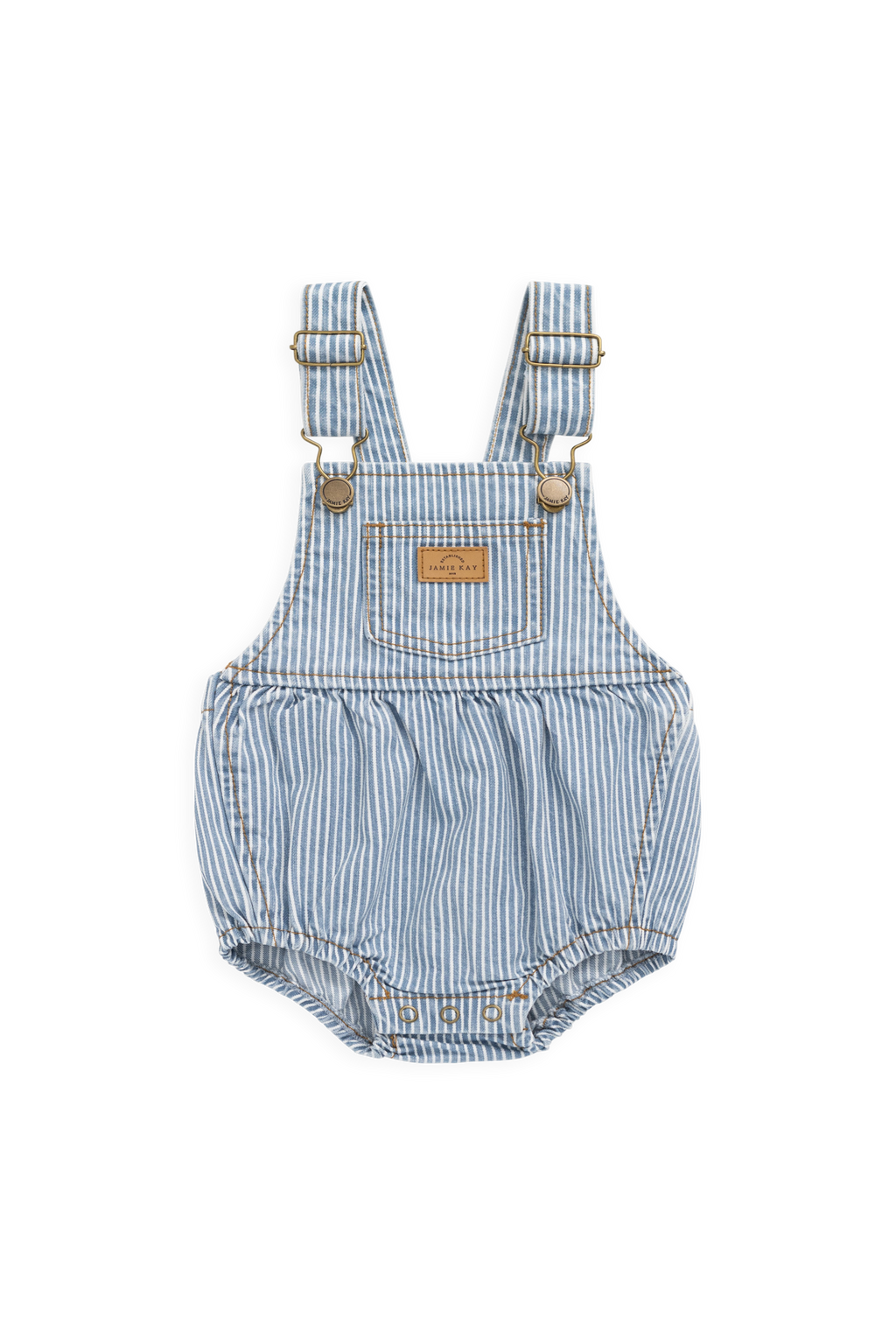 Barboteuse en jean vintage et coton à rayures nuage avec bretelles réglables pour bébés et tout-petits