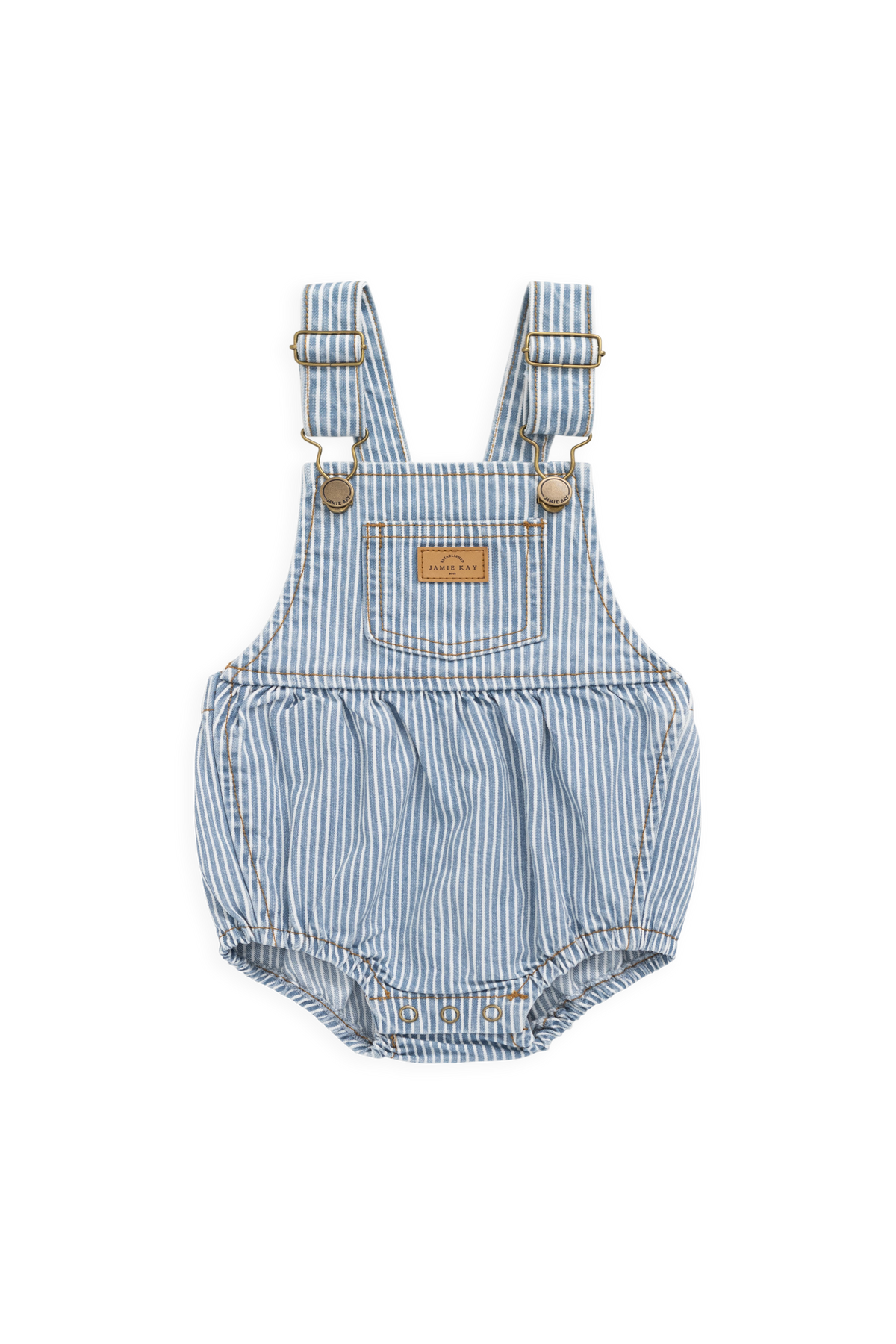 Barboteuse en jean vintage et coton à rayures nuage avec bretelles réglables pour bébés et tout-petits