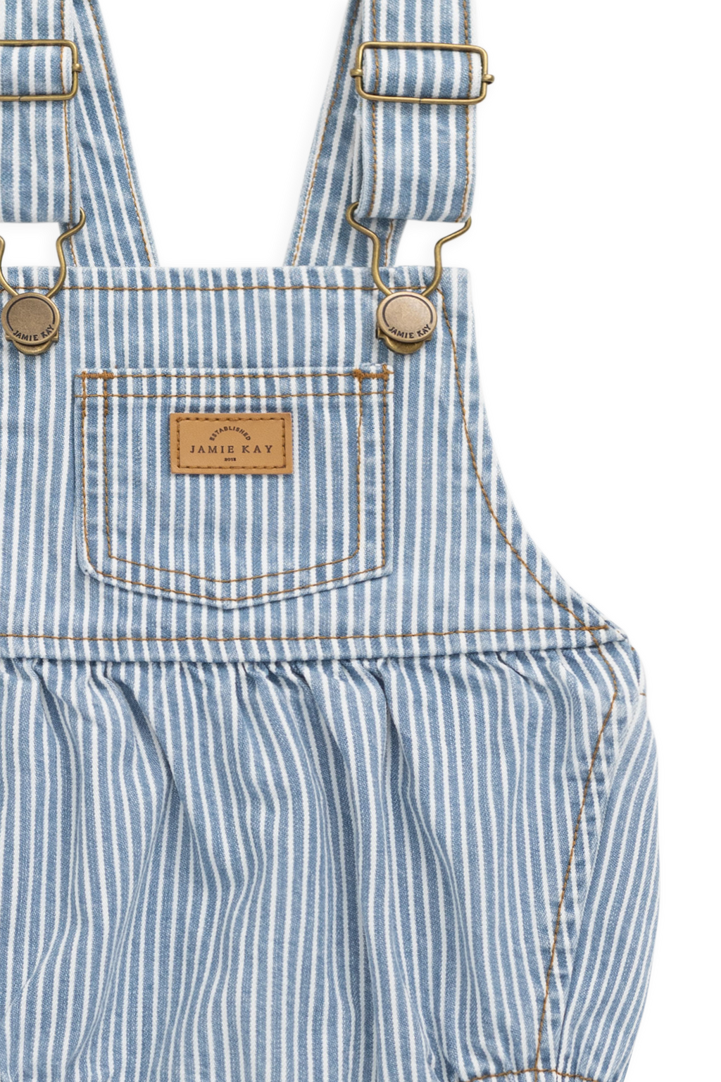 Barboteuse en jean vintage et coton à rayures nuage avec bretelles réglables pour bébés et tout-petits