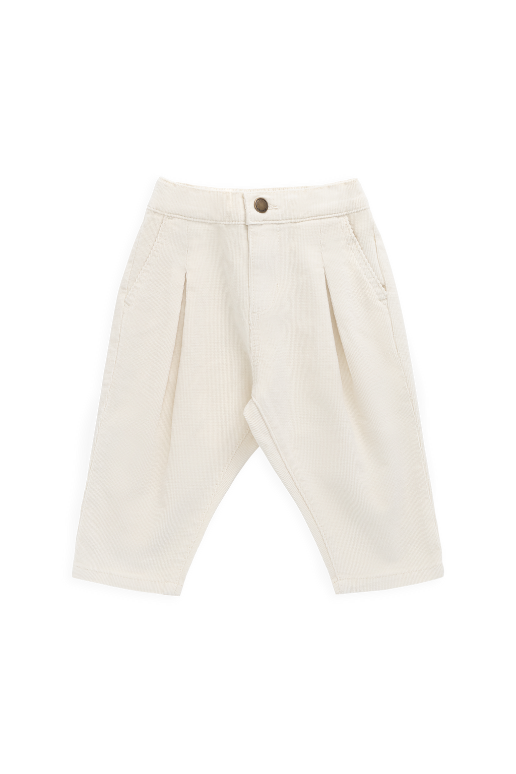 Pantalon plissé classique en coton neutre et chaud, avec coupe ajustée pour le quotidien