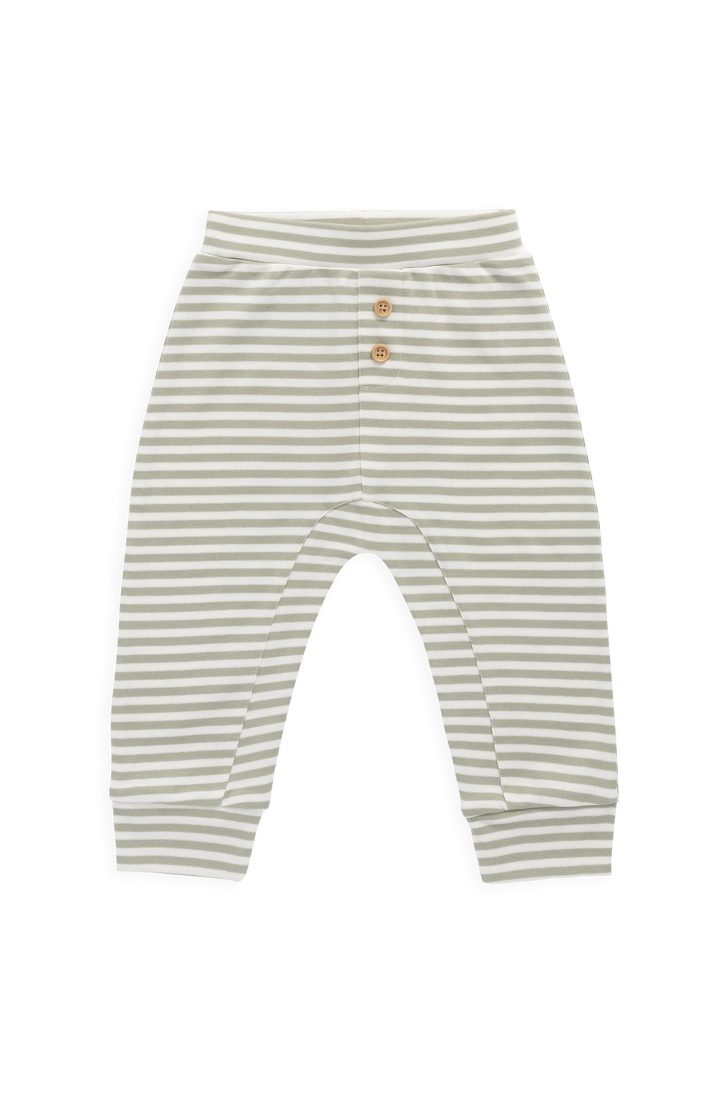 Pantalon classique en coton Pima à rayures vertes et blanches avec taille élastiquée pour bébés et tout-petards