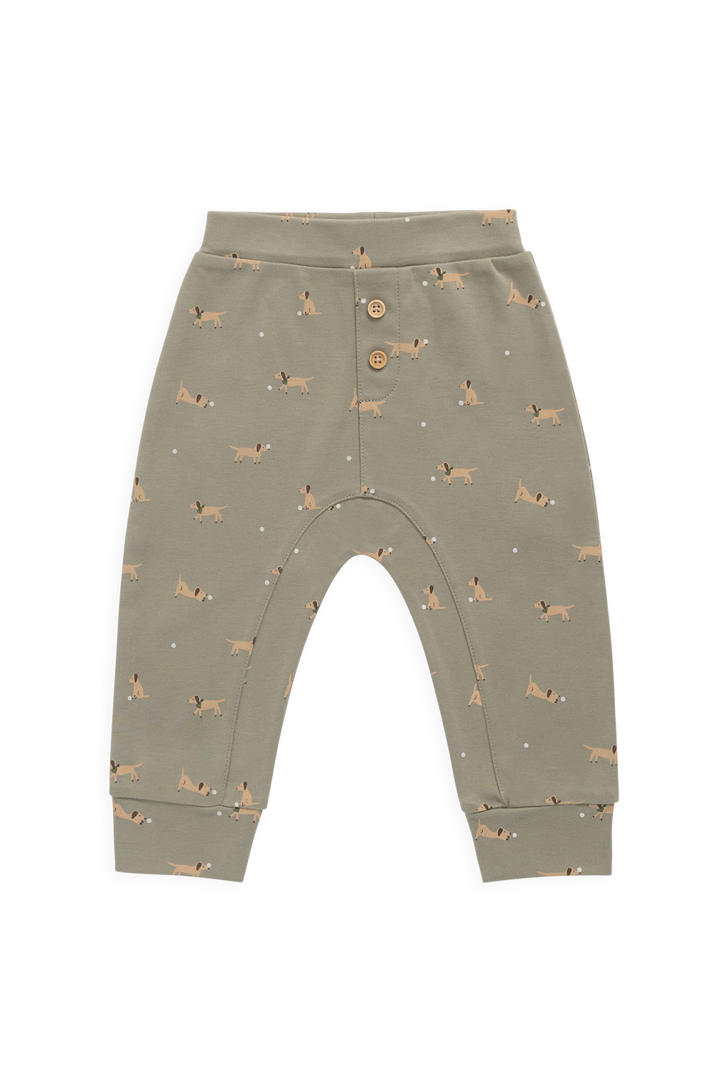 Pantalon Enfant en Coton Pima Vert Ludique à Imprimé Balles et Taille Élastique