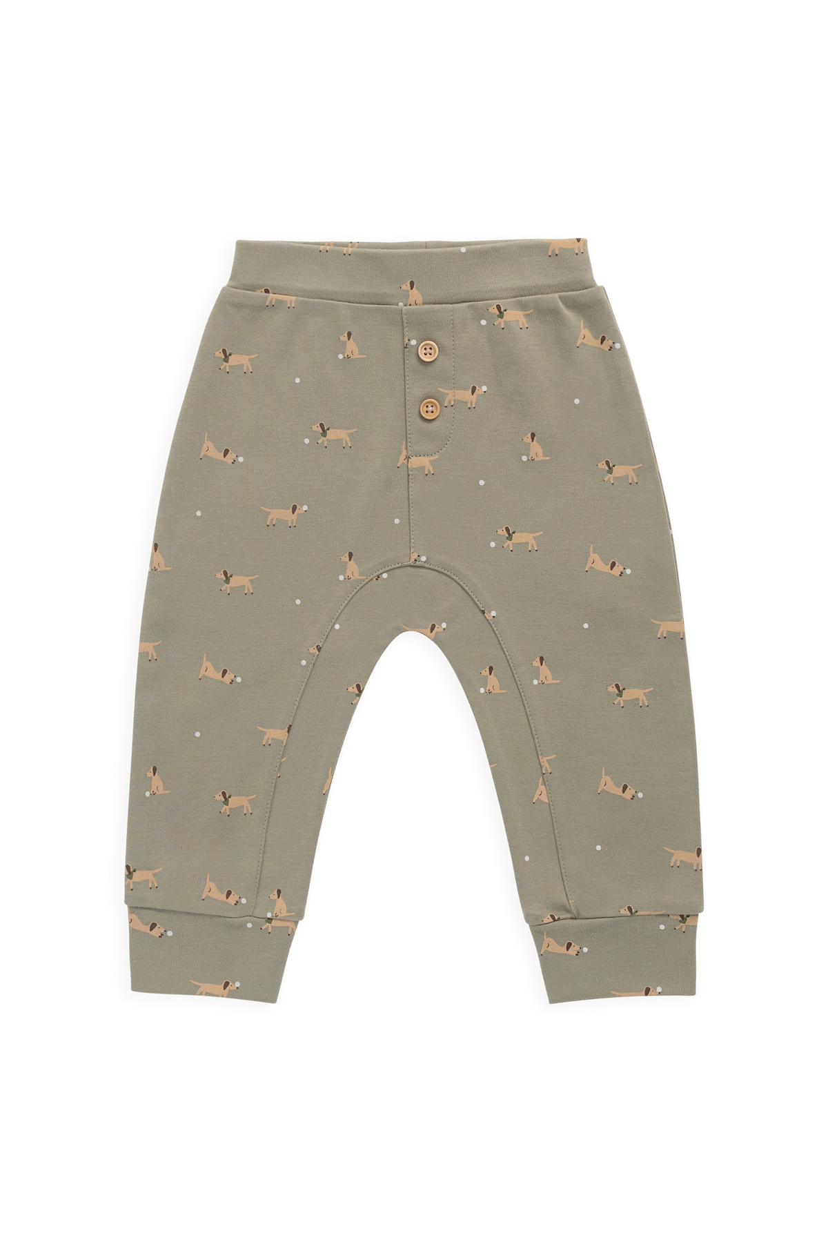 Pantalon Enfant en Coton Pima Vert Ludique à Imprimé Balles et Taille Élastique