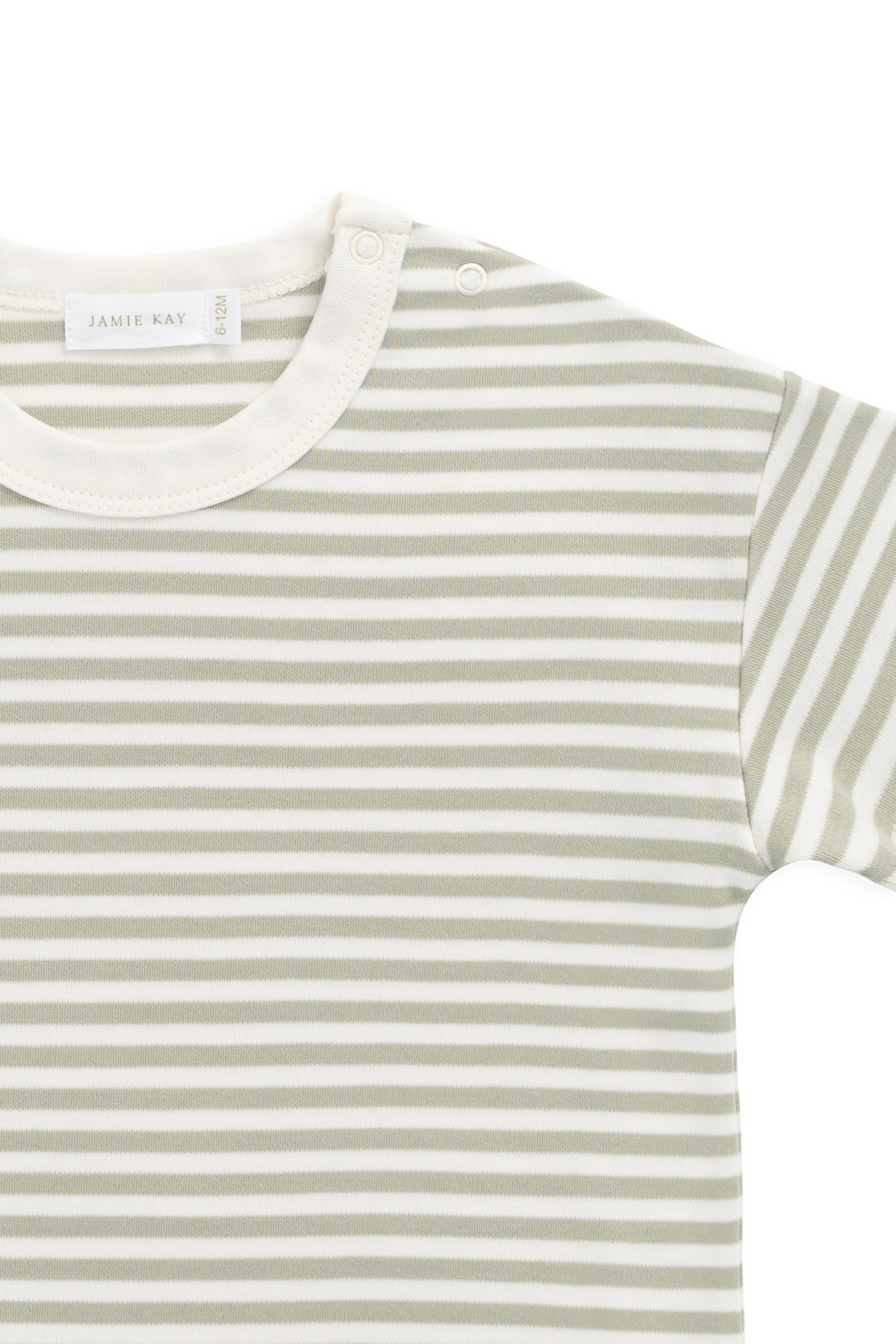 T-shirt classique en coton Pima rayé vert et blanc avec tissu infroissable pour enfants