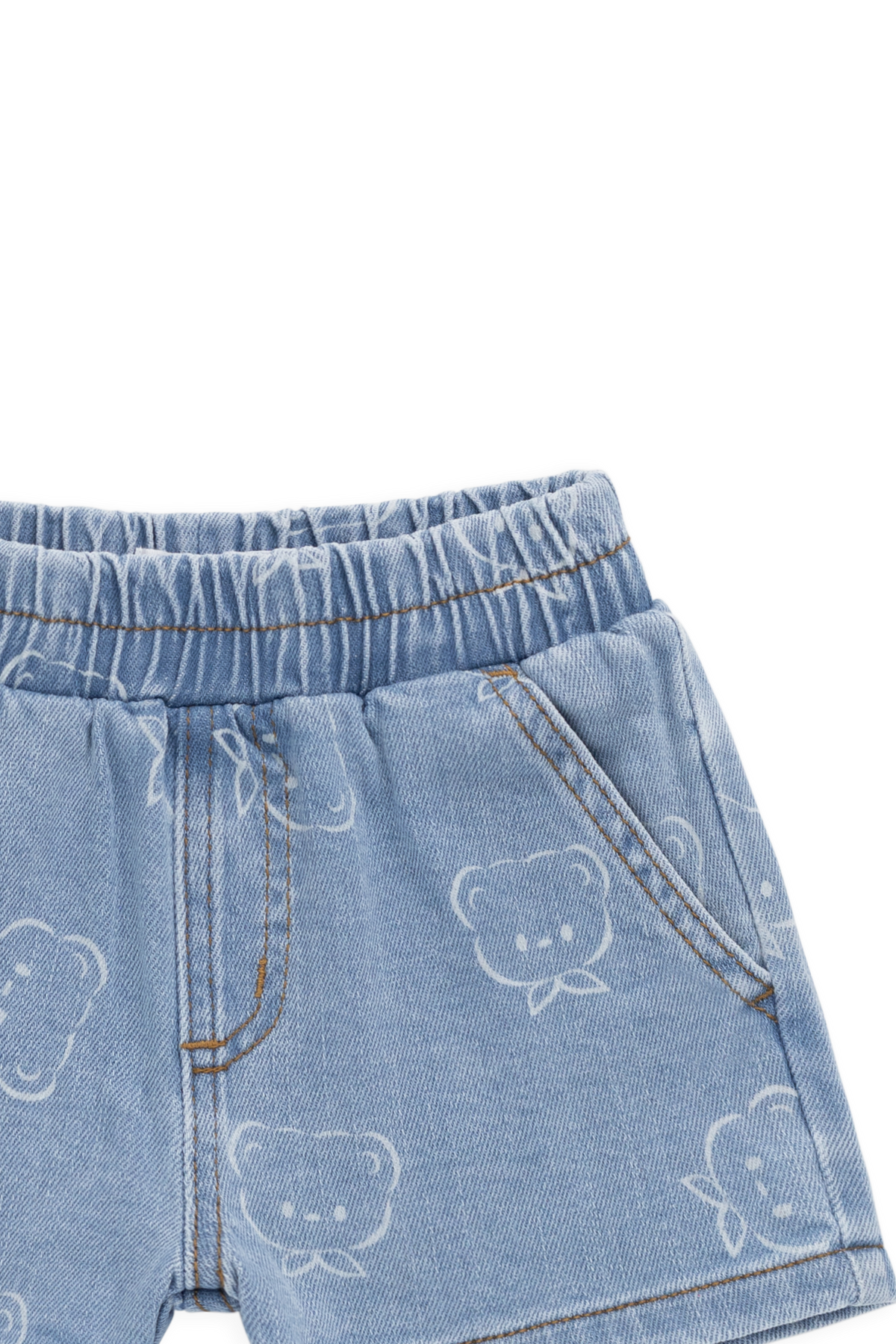 Short en jean imprimé ludique avec taille élastique et extensible pour le jeu quotidien