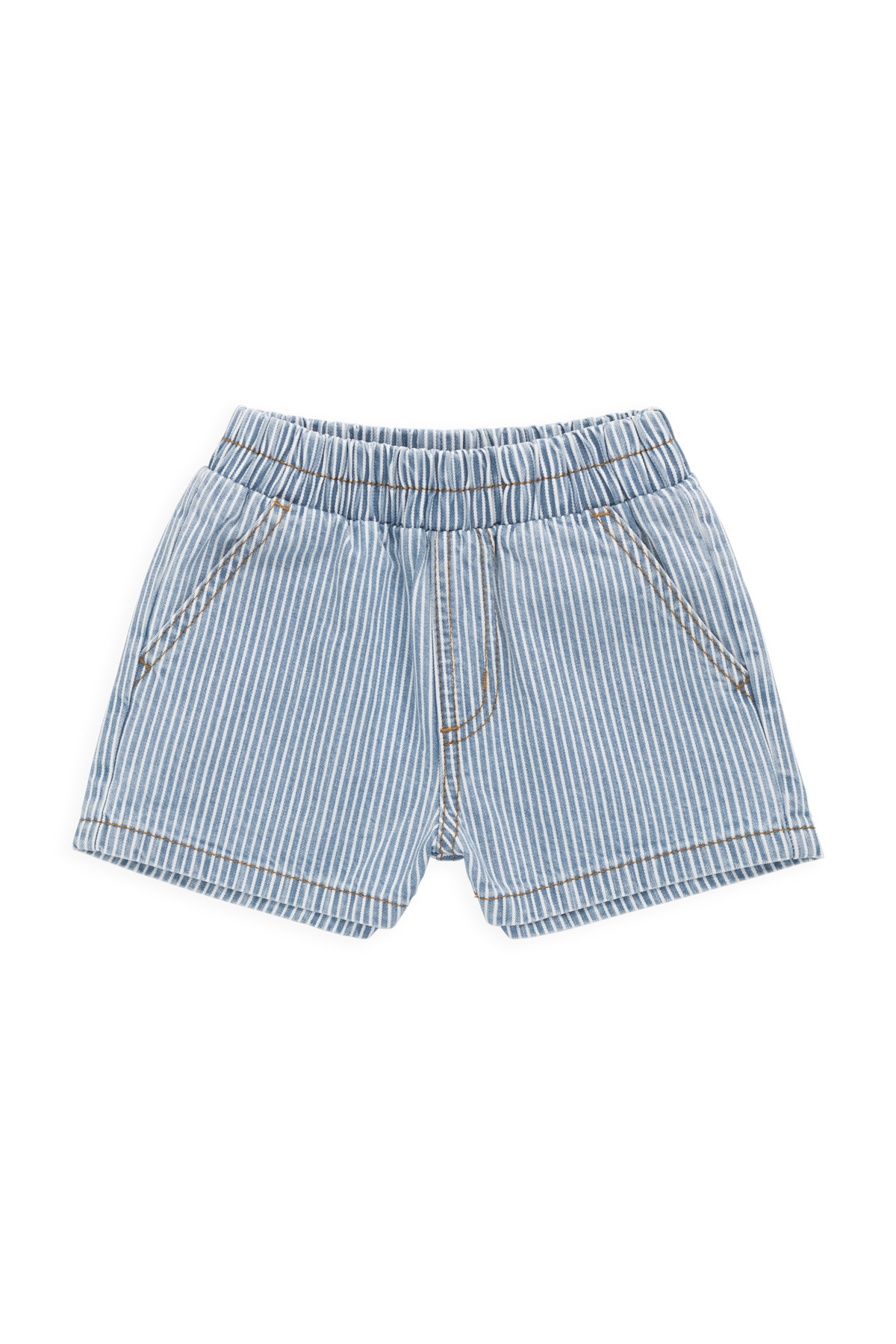 Short en jean décontracté à rayures, taille élastique et extensible pour les aventures ensoleillées