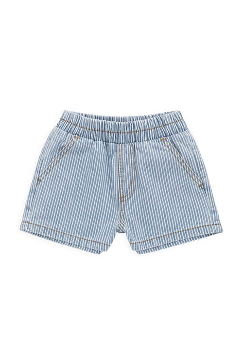 Short en jean décontracté à rayures, taille élastique et extensible pour les aventures ensoleillées