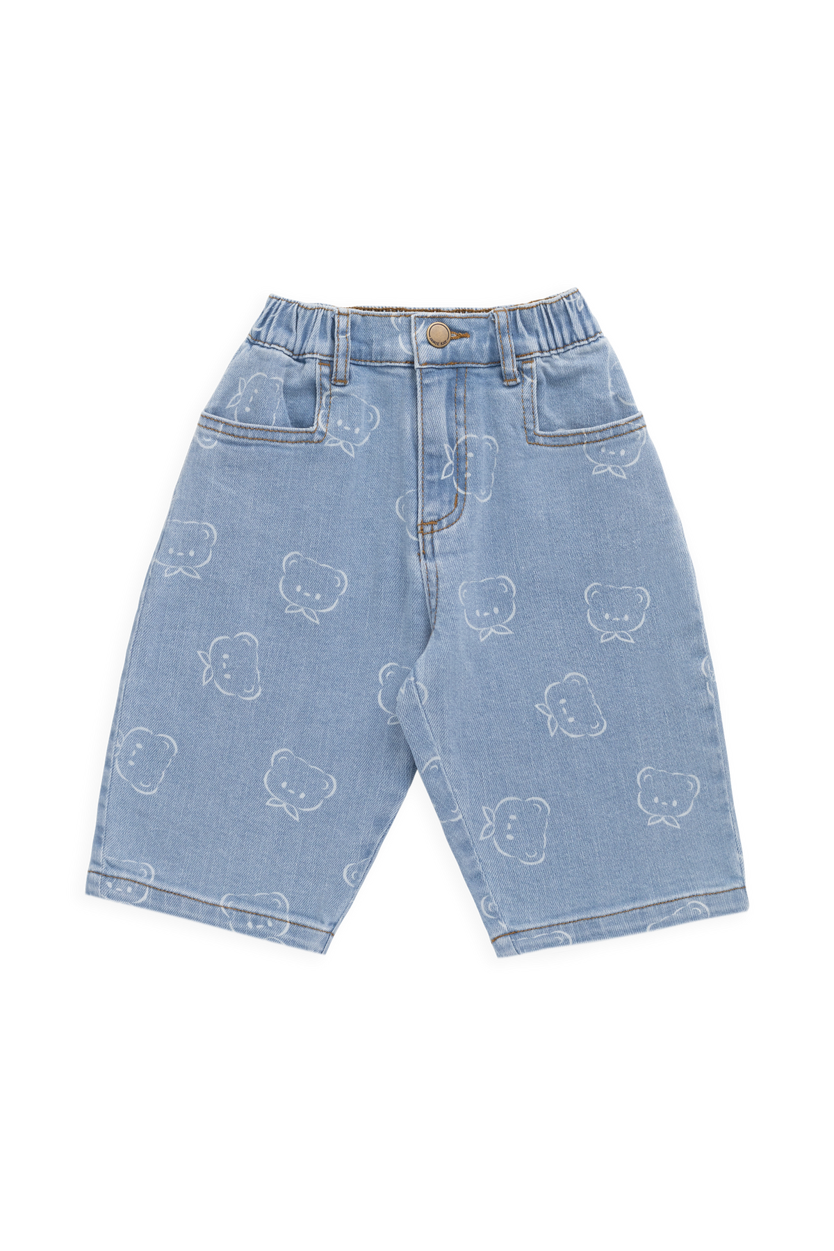 Pantalon en jean classique bleu clair imprimé, avec taille élastique et légèrement extensible pour enfants
