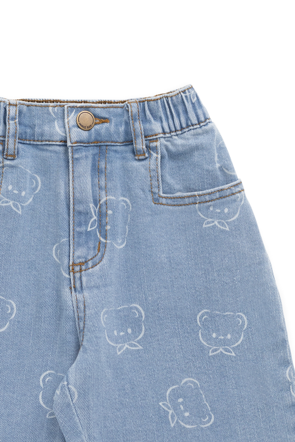 Pantalon en jean classique bleu clair imprimé, avec taille élastique et légèrement extensible pour enfants