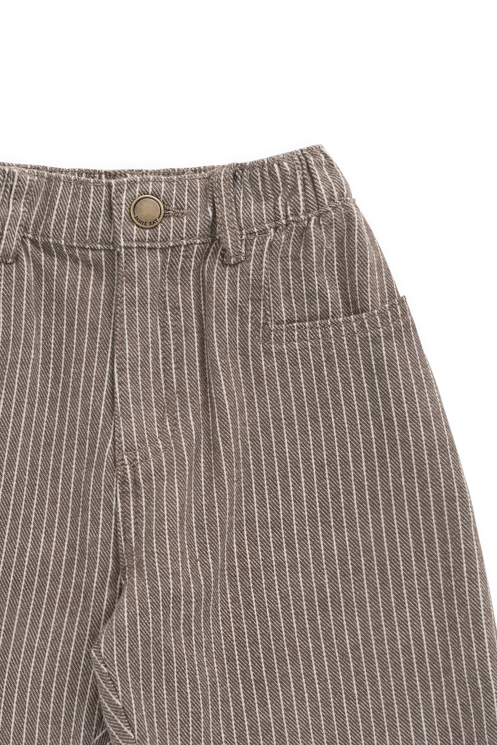 Pantalon enfant en coton marron à rayures, taille élastique et extensible