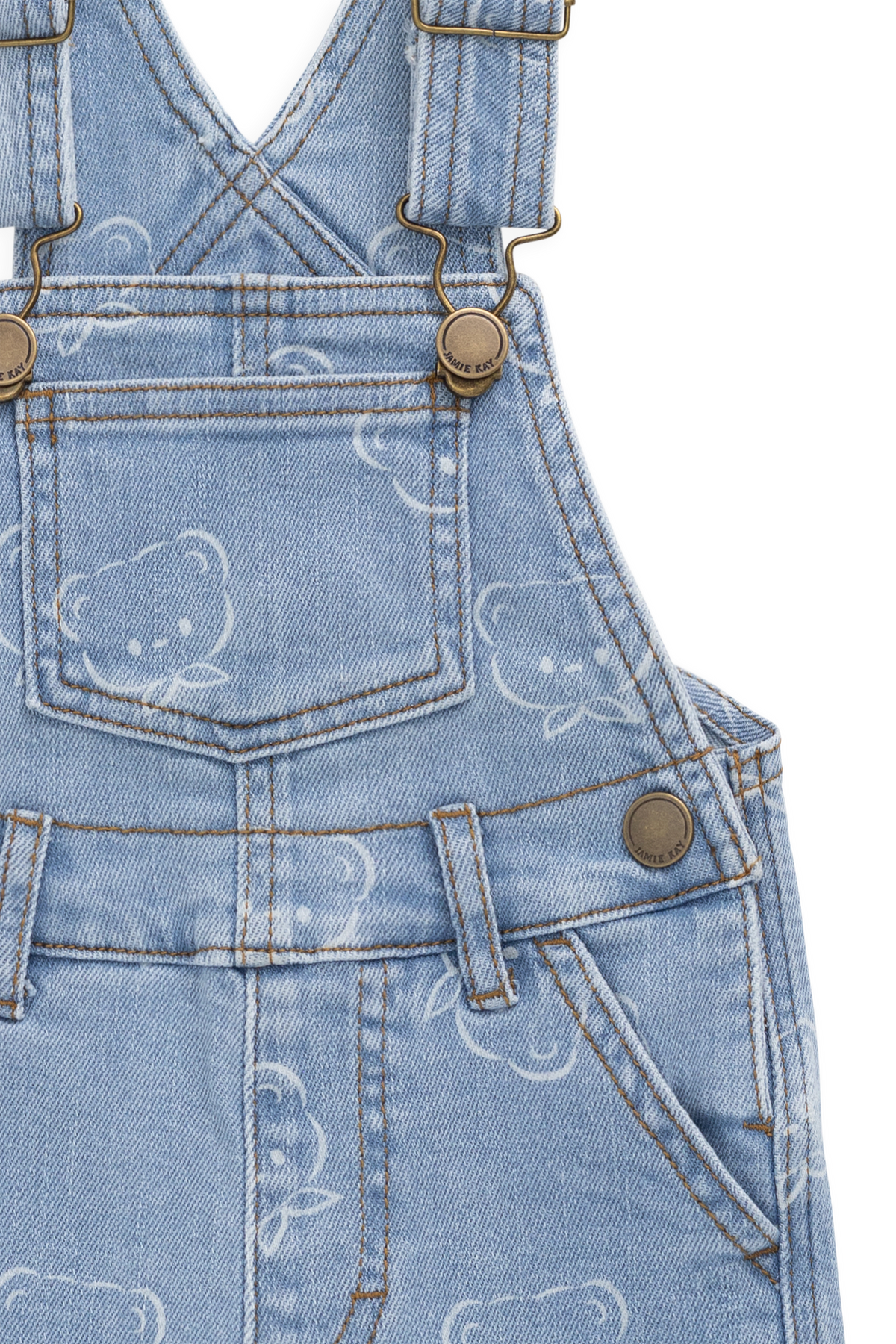 Salopette courte classique en coton avec bretelles réglables et poche bavette pour bébés et tout-petits
