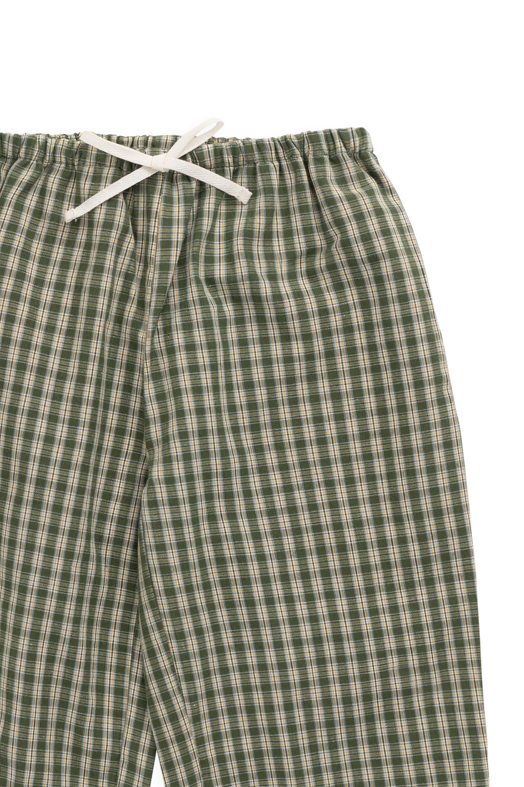 Pantalon large pour enfants en coton biologique avec ceinture à nouer ajustable et motif à carreaux "ravine terreuse"