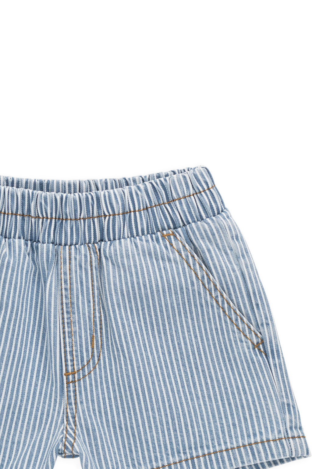 Short en jean décontracté à rayures, taille élastique et extensible pour les aventures ensoleillées
