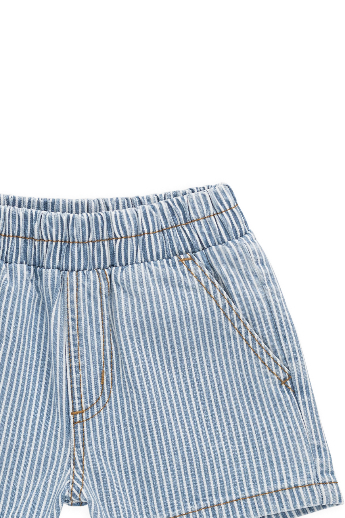 Short en jean décontracté à rayures, taille élastique et extensible pour les aventures ensoleillées